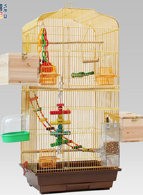 粤迪 鹦鹉鸟笼鹦鹉笼大型鸟笼子大号牡丹鹩八哥繁殖金色鸟笼3016G