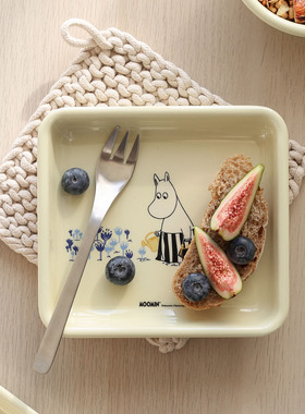 Cola Bebe姆明Moomin竹纤维杯子长方盘圆盘圆碗防摔餐具正版授权