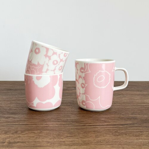 Marimekko2026日本限定粉色拼花Unikko Kollaasi手握马克杯碟子