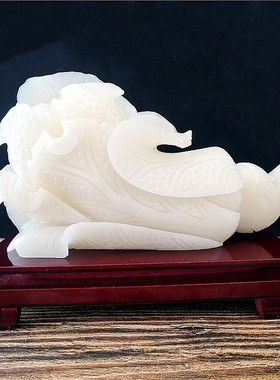 天然玉白菜招财摆件石雕纯手工博古架酒柜家居客厅装饰品日常送礼