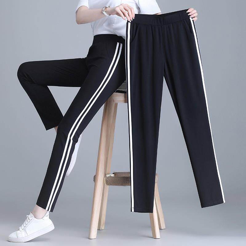 潮牌运动裤女2024夏季新款冰丝薄款跑步九分休闲裤小个子长裤