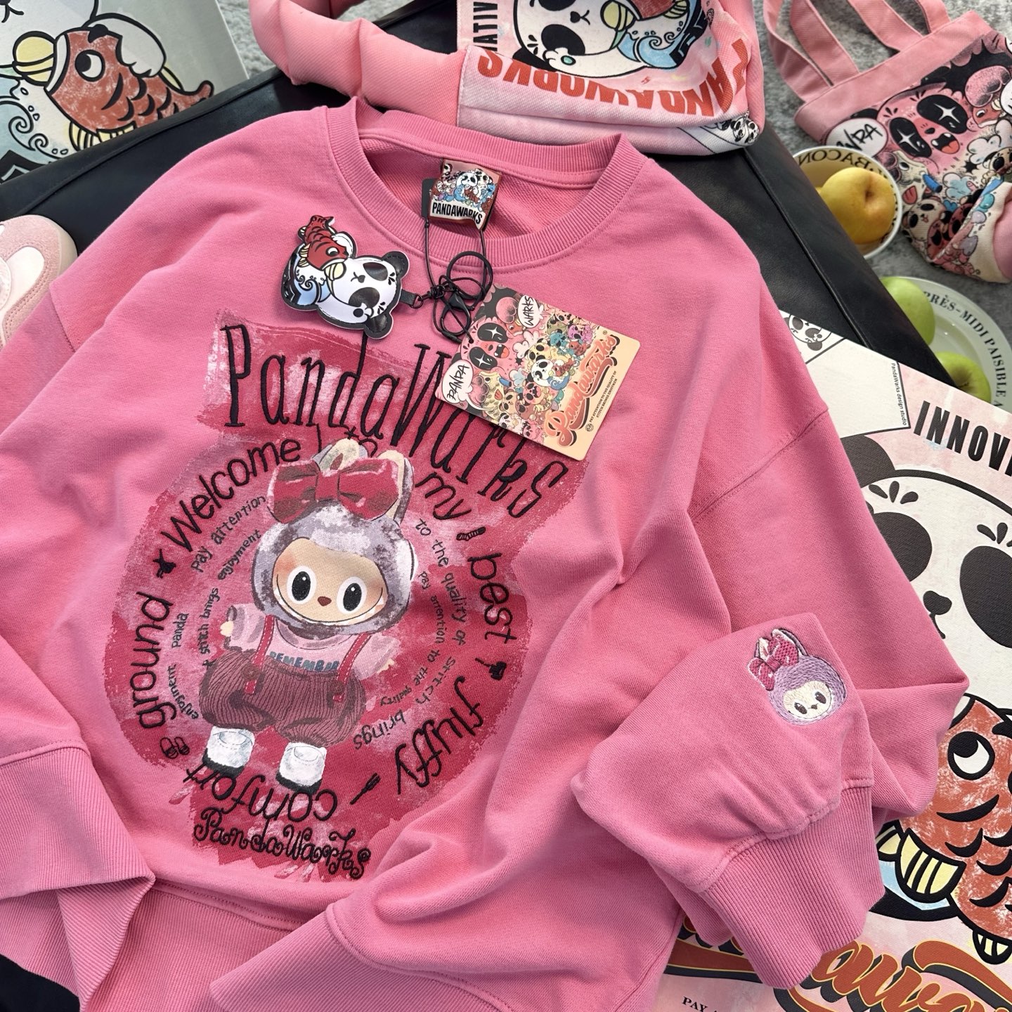 pandawarks拔染透气印花长袖卫衣