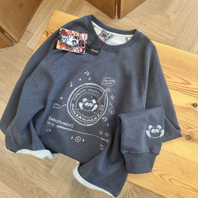 纸袋家重工刺绣纯棉毛圈卫衣女秋