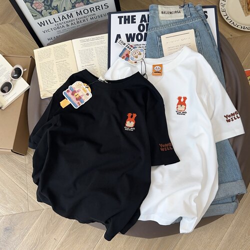 可爱刺绣纯棉短袖T恤女夏韩版潮