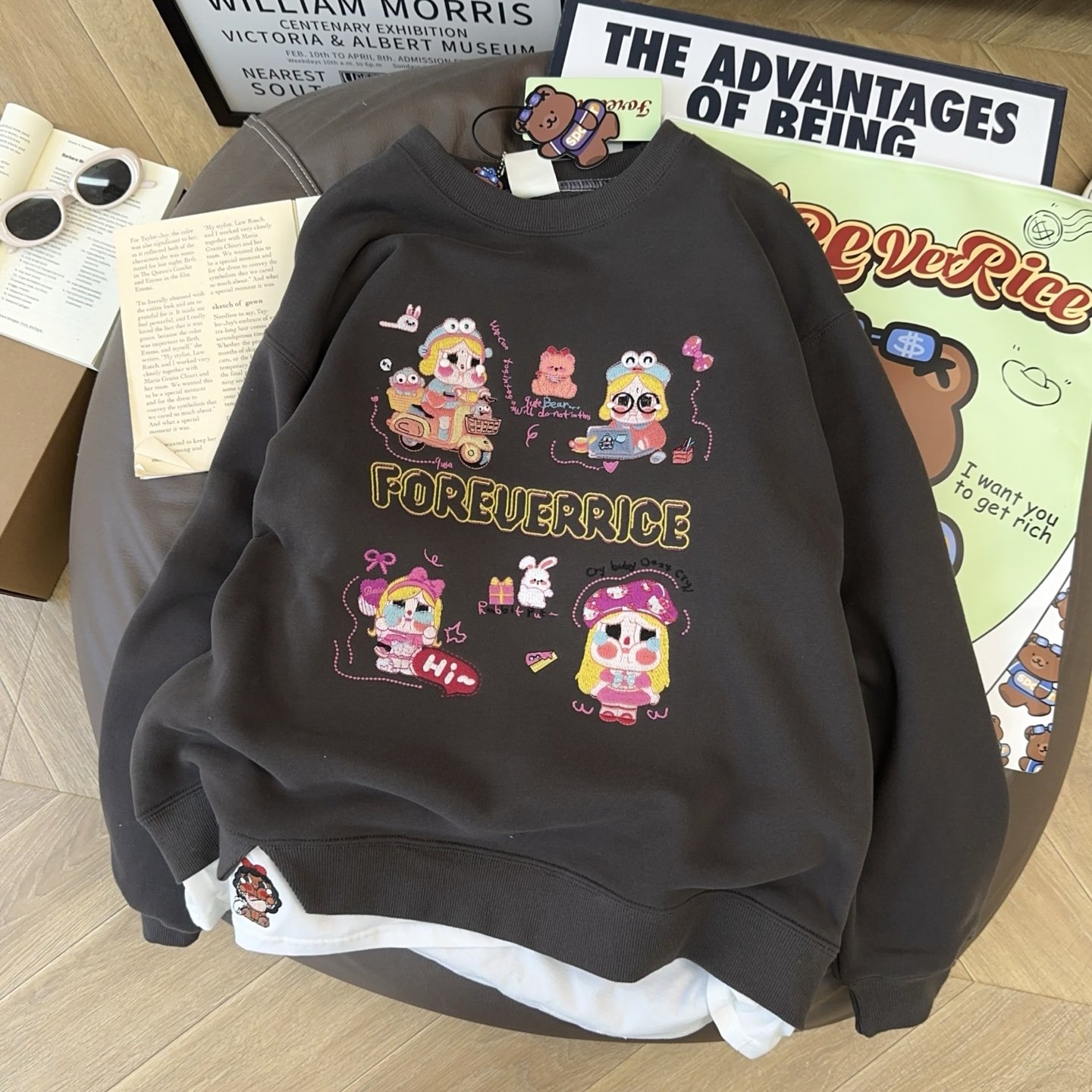 纸袋家纯棉假两件卫衣女秋冬韩版