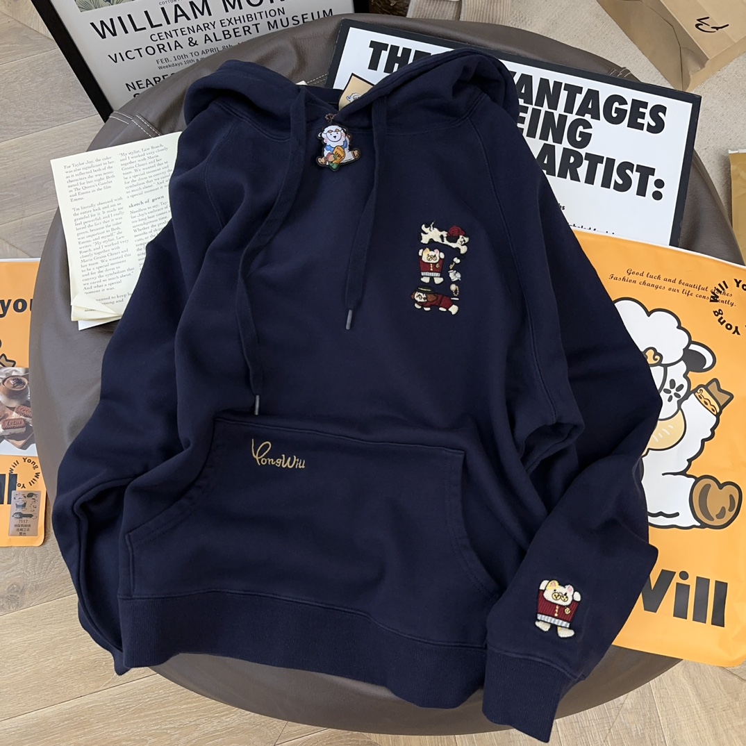 纸袋家宽松连帽毛圈棉卫衣女秋冬