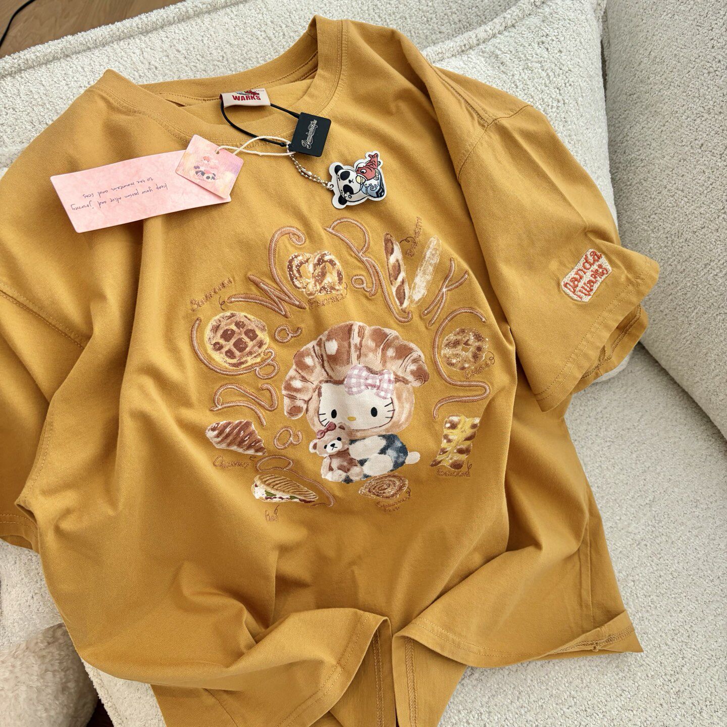 慵懒随性【pandawarks熊猫纸袋家】kitty印花纯棉短袖T恤女夏韩版