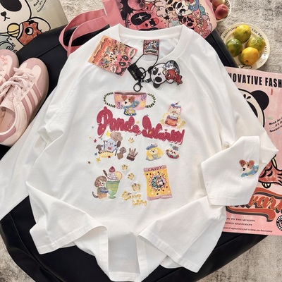 pandawarks重工刺绣纯棉长袖T恤