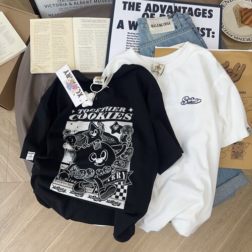 后背卡通印花短袖T恤女夏韩版潮