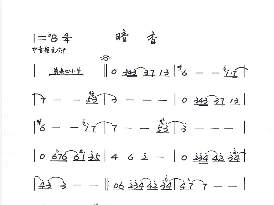 暗香萨克斯乐谱曲谱  简谱+降b调伴奏  需要其他曲谱伴奏直接留言