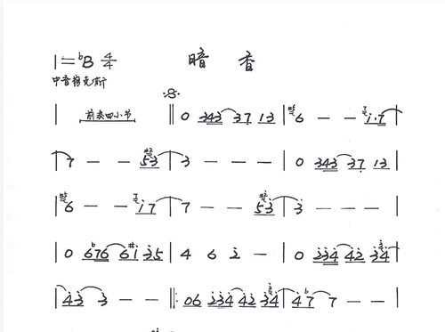 暗香萨克斯乐谱曲谱  简谱+降b调伴奏  需要其他曲谱伴奏直接留言
