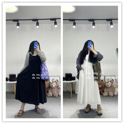 有口袋的吊带裙内搭显瘦无袖背心连衣裙大牛家大码女装胖MM200斤