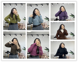 显瘦百搭宽领口高领打底衫软糯大弹力多色大牛家大码女装胖MM