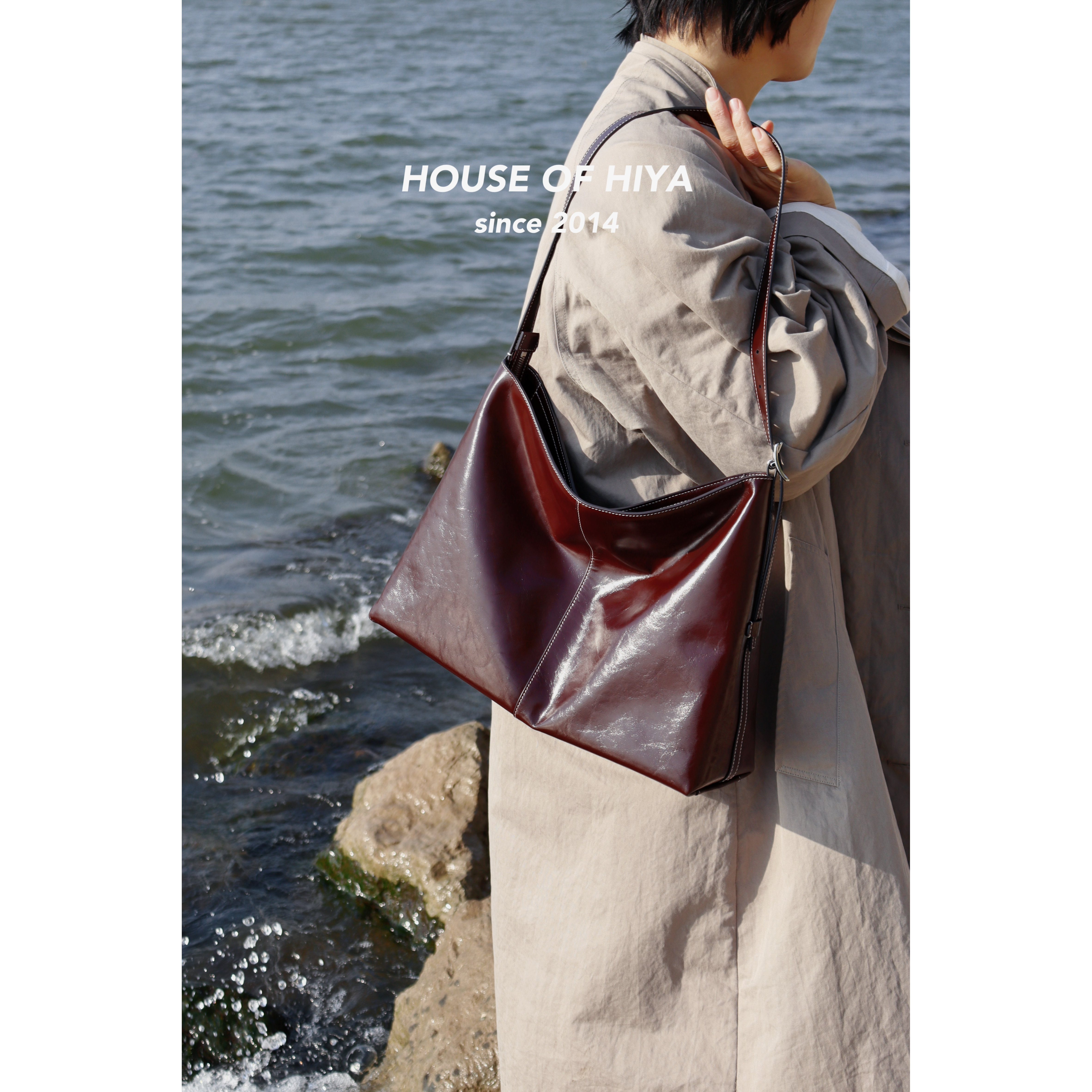 HOUSE OF HIYA头层油蜡牛皮复古红单肩斜挎托特包女包通勤包,箱包皮具/热销女包/男包,通用款女包,淘宝优惠券,粉丝福利购,淘宝优惠卷