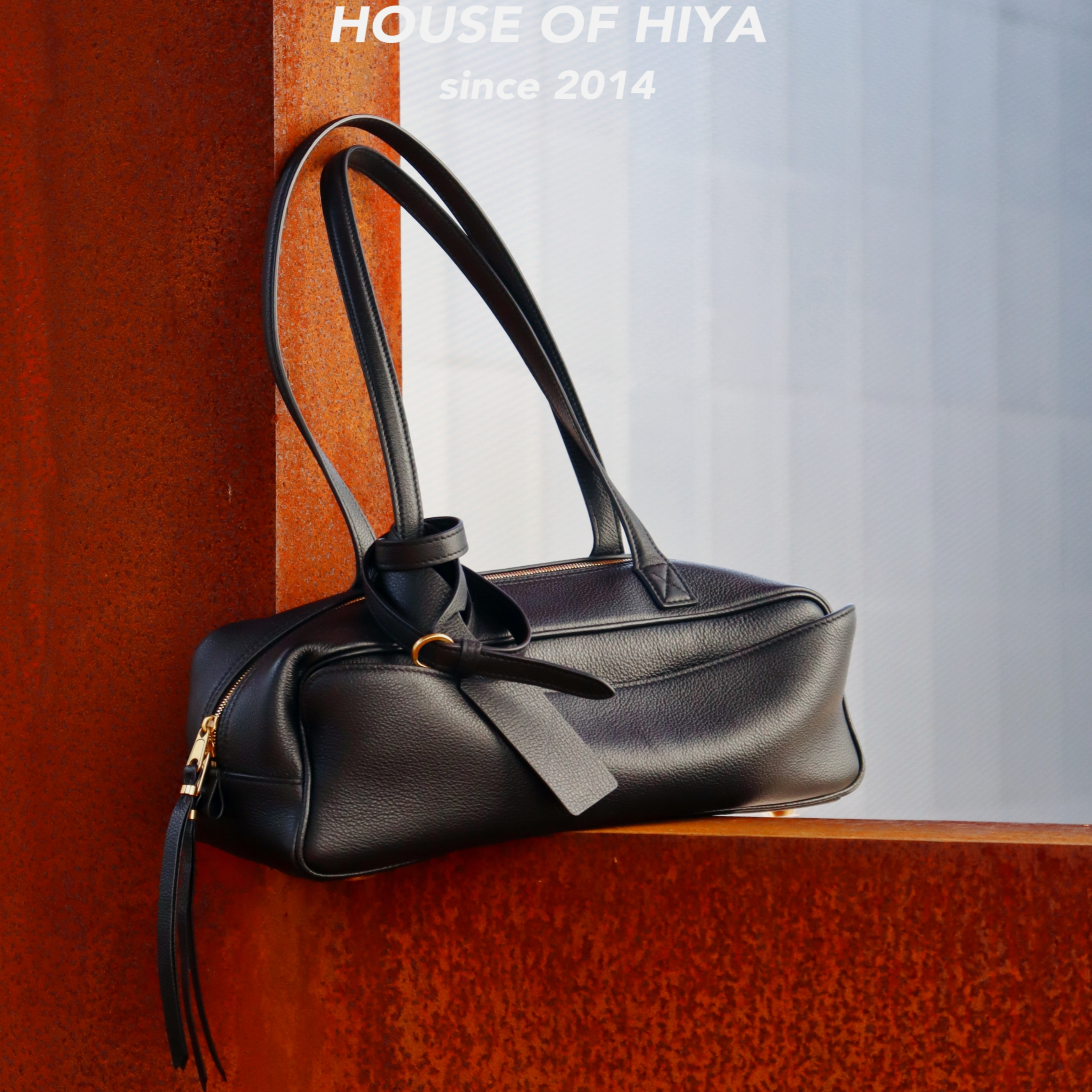 HOUSE OF HIYA定制版进口牛皮Carrie保龄球包手提包单肩腋下包