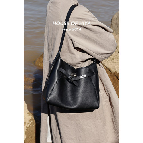 HOUSEOFHIYA头层牛皮锁扣hobo