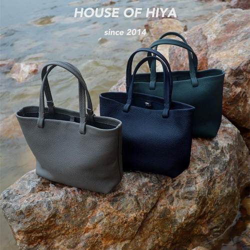HOUSE OF HIYA小众设计头层牛皮小号百搭休闲通勤手提迷你托特包