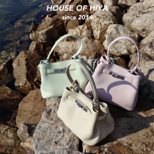 HOUSE OF HIYA头层牛皮菜篮子包腋下包水桶包斜挎手提凯莉扣