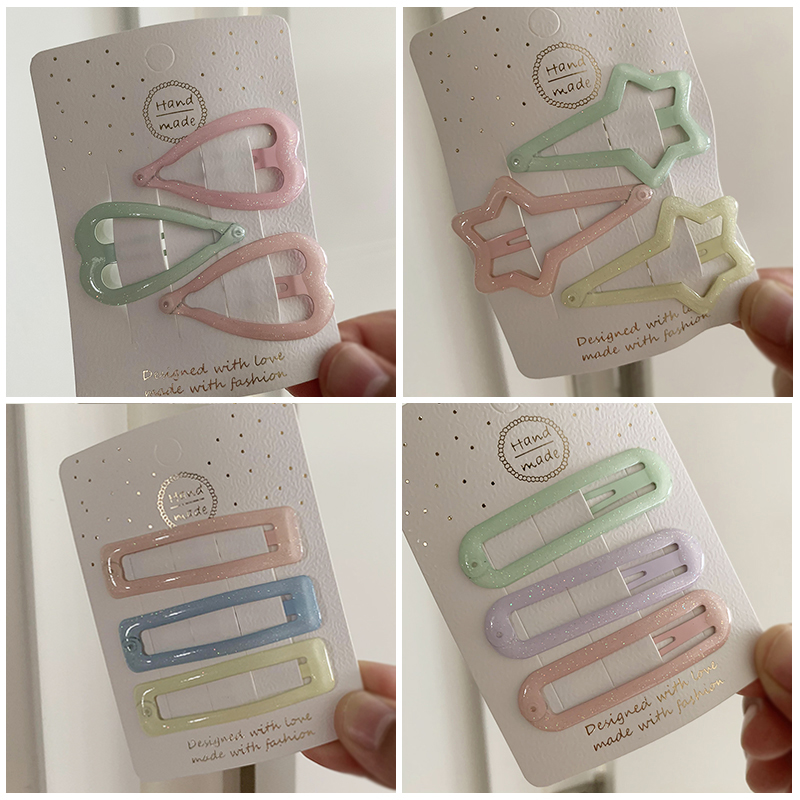 女孩彩色果冻发夹儿童碎发夹女童爱心刘海夹侧边发卡bb夹宝宝发饰