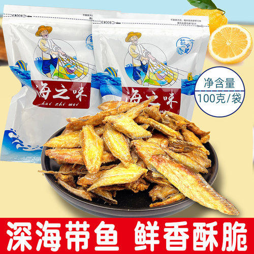 云港海味海之味海产食品休闲辣味零食嘎嘣脆香酥带鱼 100g*2袋