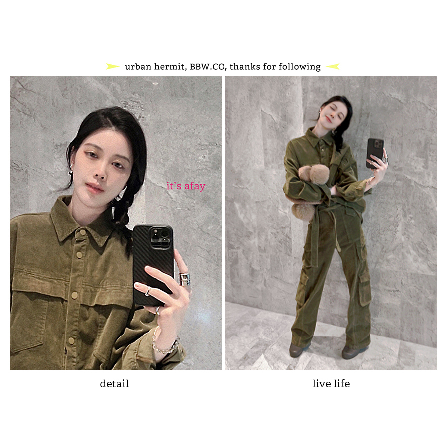 WEIQIN阿飞猎鹰灯芯耐磨衬衣套装