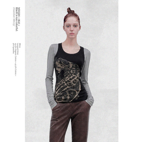 WEIQINBft Chamber 金钱豹 鎏金烟灰 曼妙腰 leopard 背心 黑