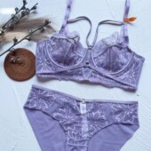 蕾丝法式 D杯大码 内衣女 大胸显小防下垂文胸罩套装 性感绑带超薄款