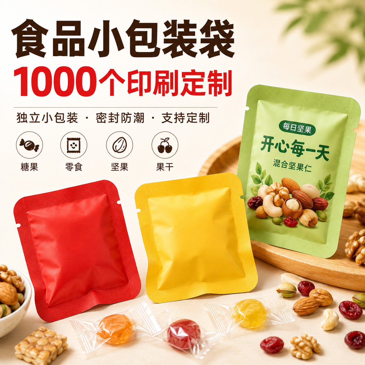 食品小包装袋独立包装袋压片糖果袋三边封铝箔分装袋定制印刷
