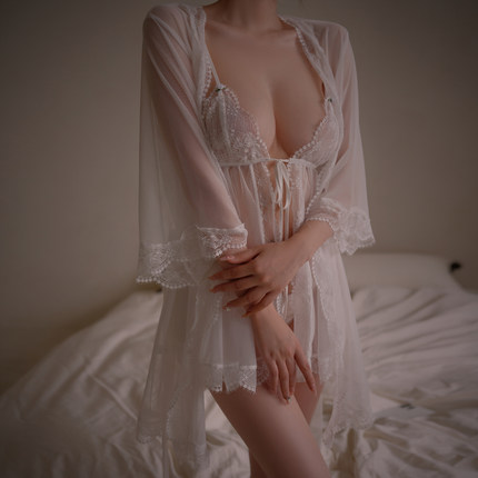 管阿姨A071性感睡衣女薄款小胸高级感蕾丝微透吊带睡裙纯欲睡衣