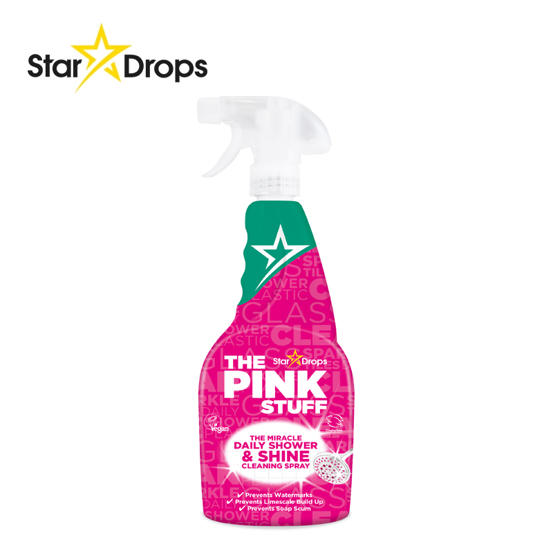 英国进口粉利来StarDrops粉色清洁喷雾浴室淋浴多用途去污清洁剂
