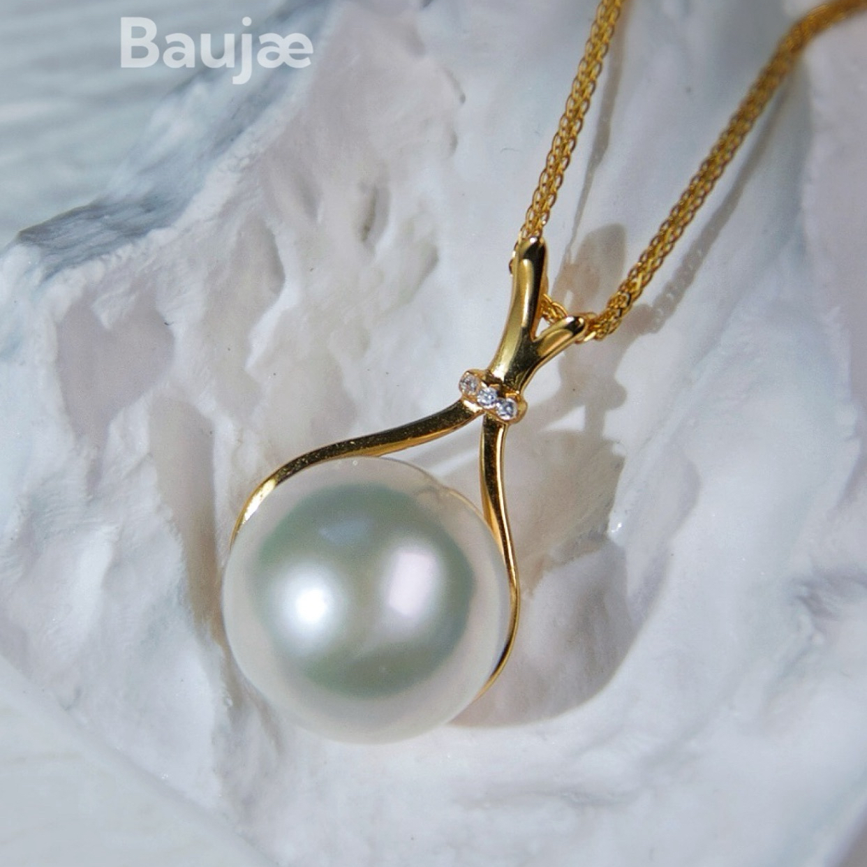 「爱迪生锁骨坠」13.6mm正圆很亮 设计师款925纯银镶嵌 送银链