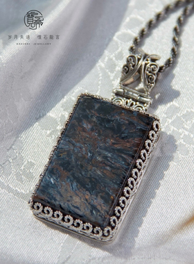 「彼得石吊坠」925纯银手工镶嵌 尼泊尔精工纹路超美 平安无事牌