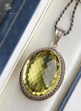 有禾 | 尼泊尔925纯手工银饰黄菠萝切柠檬水晶干净刻面项链吊坠女