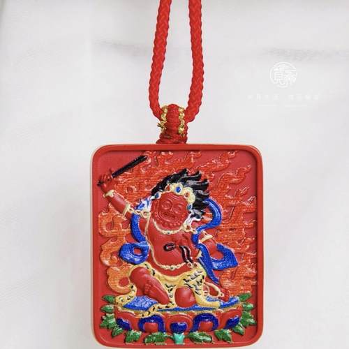 男女款红朱砂大黑天吊坠