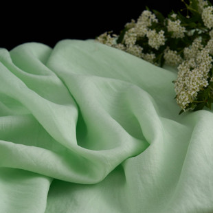 【薄荷绿】春秋砂洗亚麻布料石磨高端麻料袍子连衣裙裤子衬衫外套