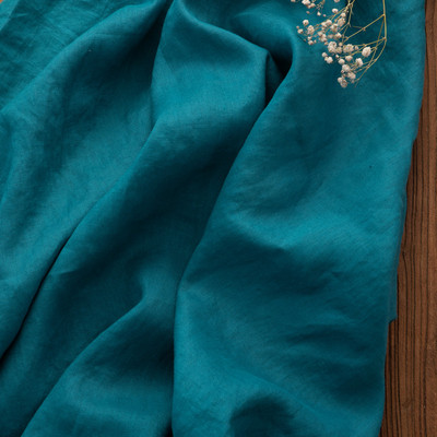 【湖水蓝】旅行文艺麻料亚麻布料