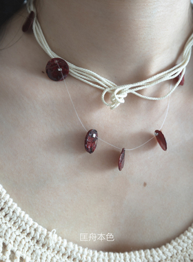 匡舟本色 复古民族风vintage 海岛少女波西米亚 多层贝母串珠项链