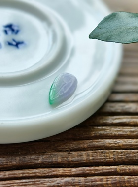 天然a货冰蓝紫罗兰飘花阳绿甜绿翡翠小提溜可镶嵌戒指吊坠手链