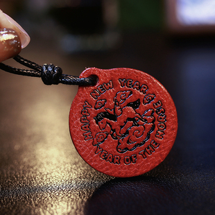 真皮双面牛皮新年红色包包手帐本挂件