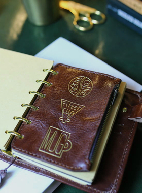 真皮活页A7A6分隔页多功能物品收纳小包A5S手机拉链包笔记本垫板