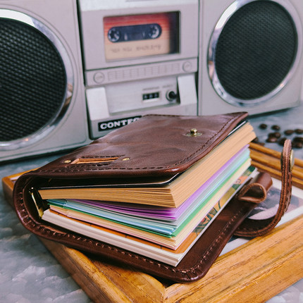 原创真皮咖啡主题活页m5A7多功能随身记事本旅行手帐本