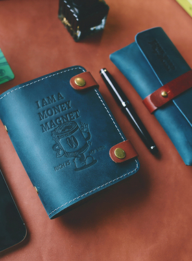 新品原创真皮A7活页手账本多功能收纳A5Slim会议记事本拉链分隔板