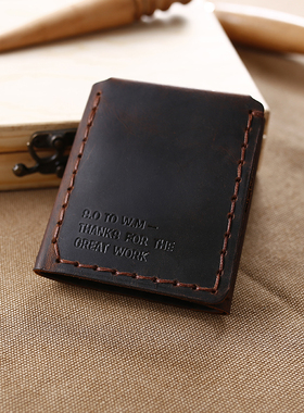 纯手工男士牛皮复古短款梦想家钱包疯马皮个性小钱夹男友礼物简约