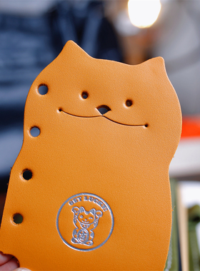 新款手工真皮m5A7手账本分隔页卡通可爱索引页活页本分页猫咪书签