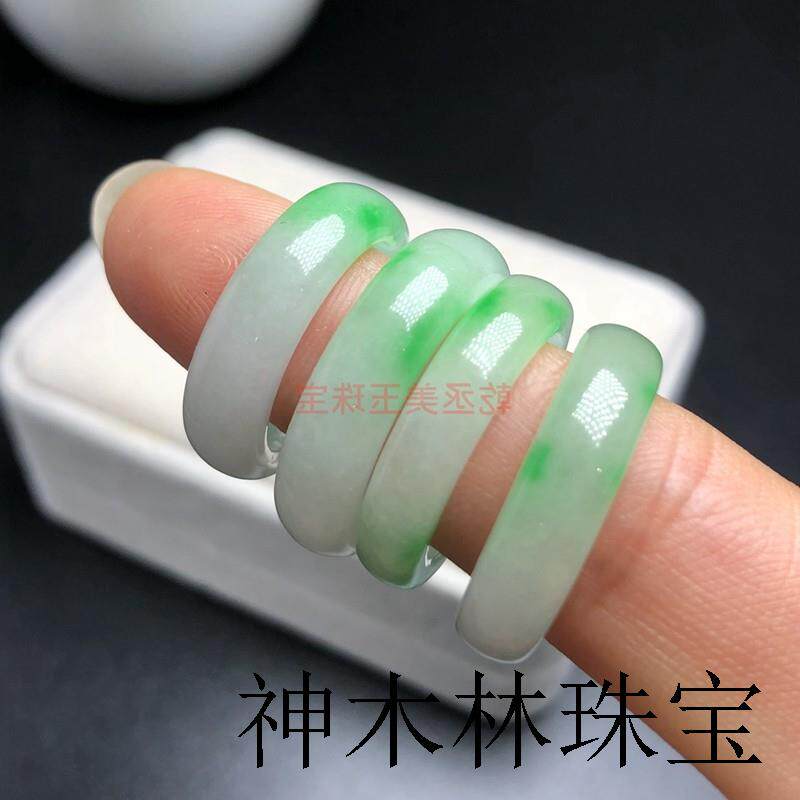 缅甸高端翡翠色冰糯种飘绿指环