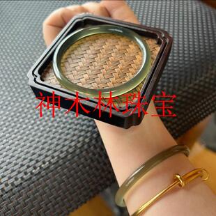 高端竹青绿意境中式风冰种细条少女手镯汉服绿玉石镯子远山黛镯子