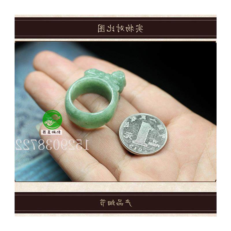 精选缅甸翡翠色貔貅戒指冰糯种