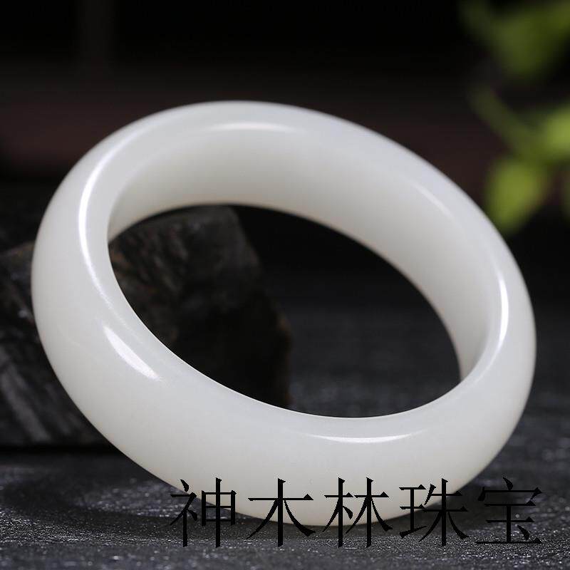 精品新疆和田玉手镯羊脂级白玉手镯白玉正圈贵妃镯新中式国风女款