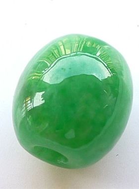 满绿冰糯种阳绿飘花路路通吊坠腰