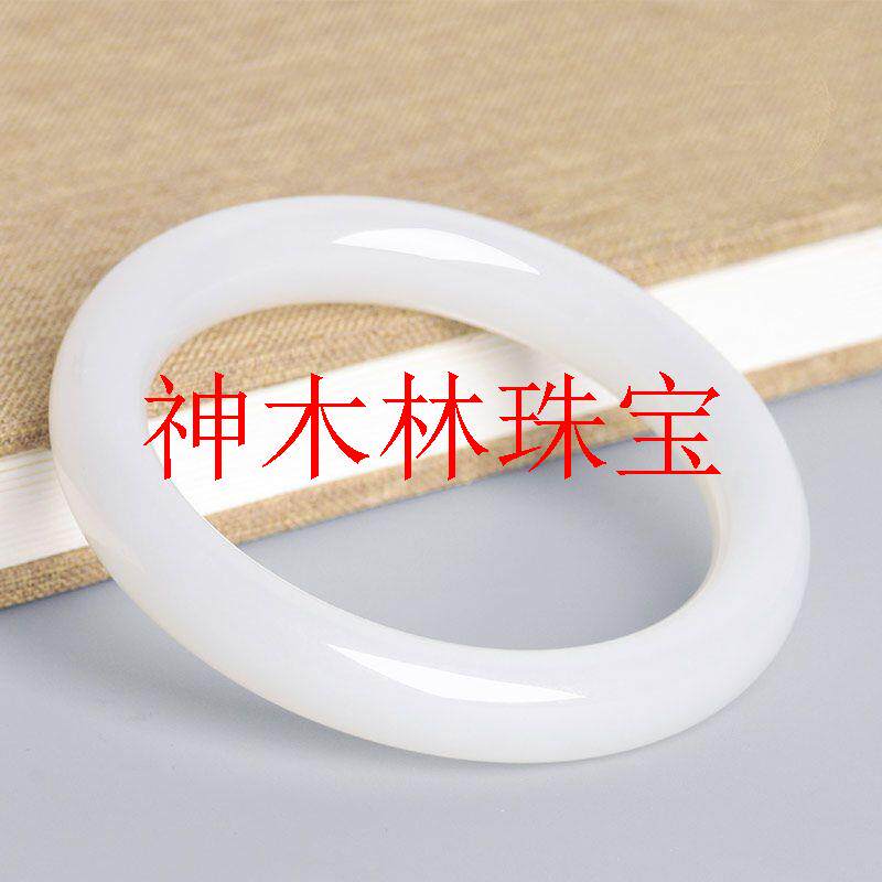 新疆和田玉小清新细圆条羊脂白玉手镯百搭白玉镯子高级感简约女款